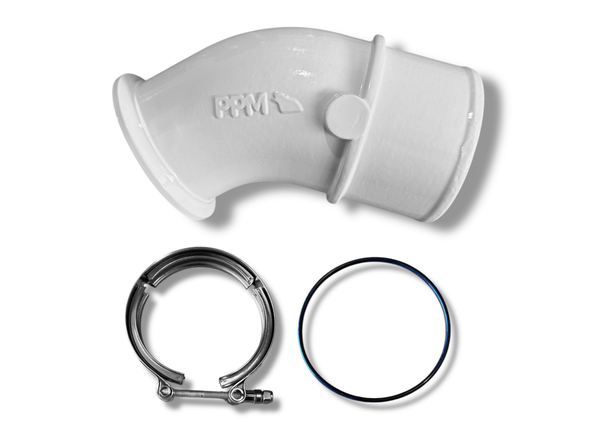 V-band 45 Degrees Turbo Elbow Kit | White | PPM