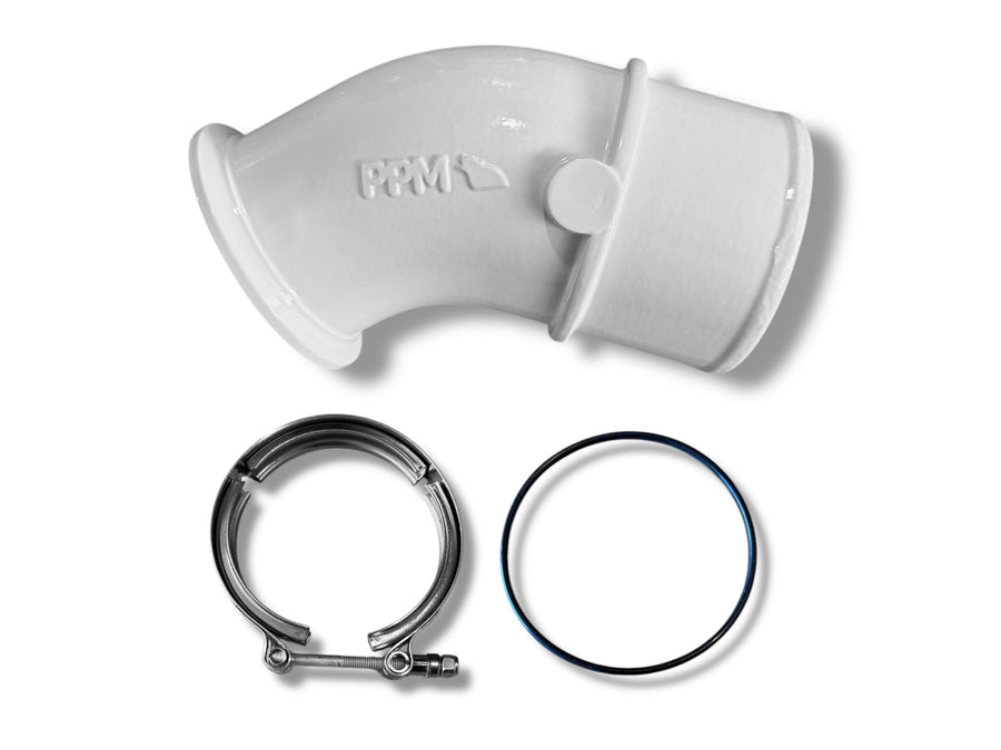 V-band 45 Degrees Turbo Elbow Kit | White | PPM