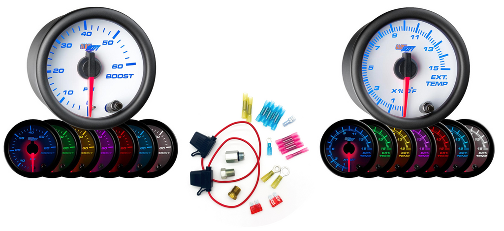 Pyrometer & Boost Gauge Kit White 7 Color