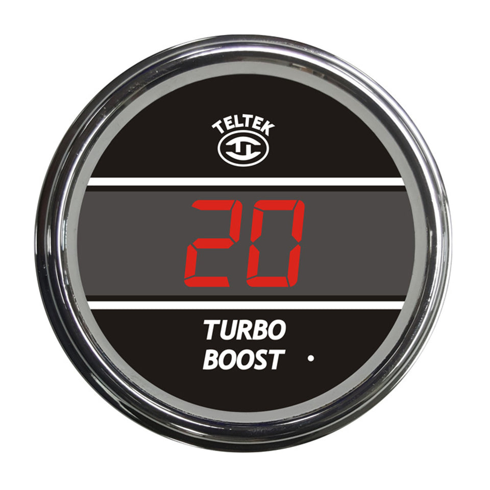 Boost Gauge 100 PSI Red Chrome Teltek