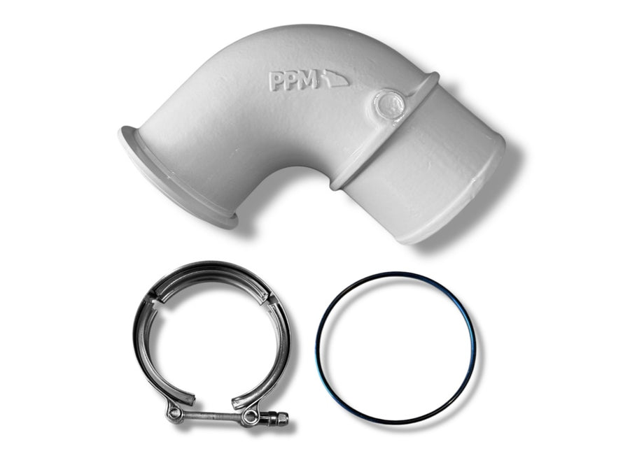 V-band 90 Degrees Turbo Elbow Kit | White | PPM
