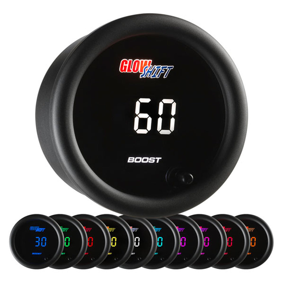 Boost Gauge 60 PSI Black 10 Color Digital