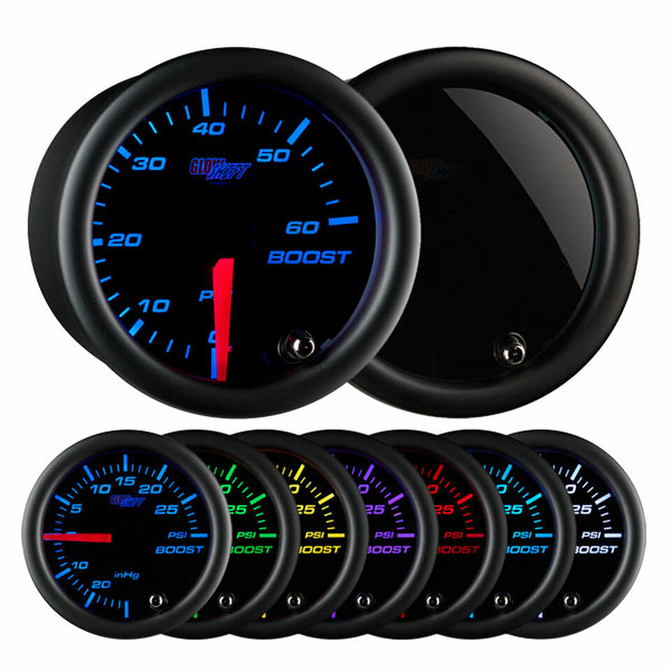 Boost Gauge 60 PSI Black 7 Colors