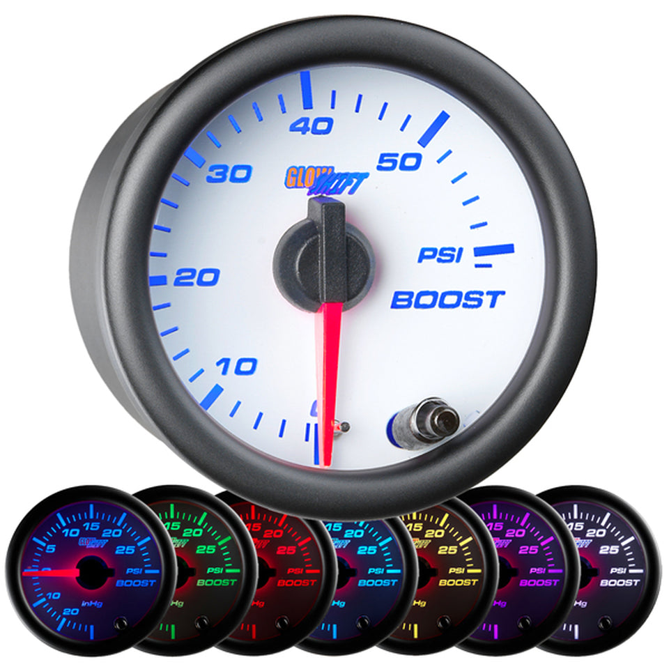 Boost Gauge 60 PSI White 7 Color - Texas Truck Market