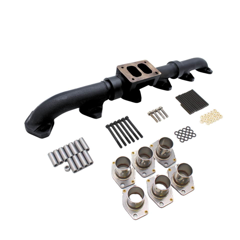 Caterpillar 3406E/C15/C16 Black Ceramic Coated Exhaust Manifold Mid Mount Kit | 1469445 | Texas Power