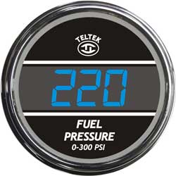 Fuel Pressure Gauge 0-300 Blue Chrome Teltek