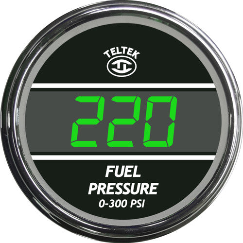 Fuel Pressure Gauge 0-300 Green Chrome Teltek