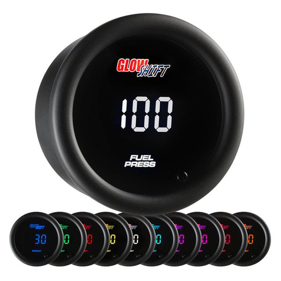 Fuel Pressure Gauge Black 10 Color Digital