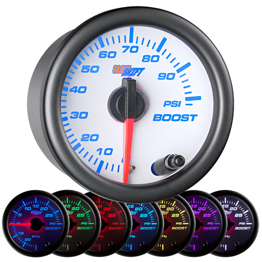 Boost Gauge 60 PSI White 7 Colors - Texas Truck Market