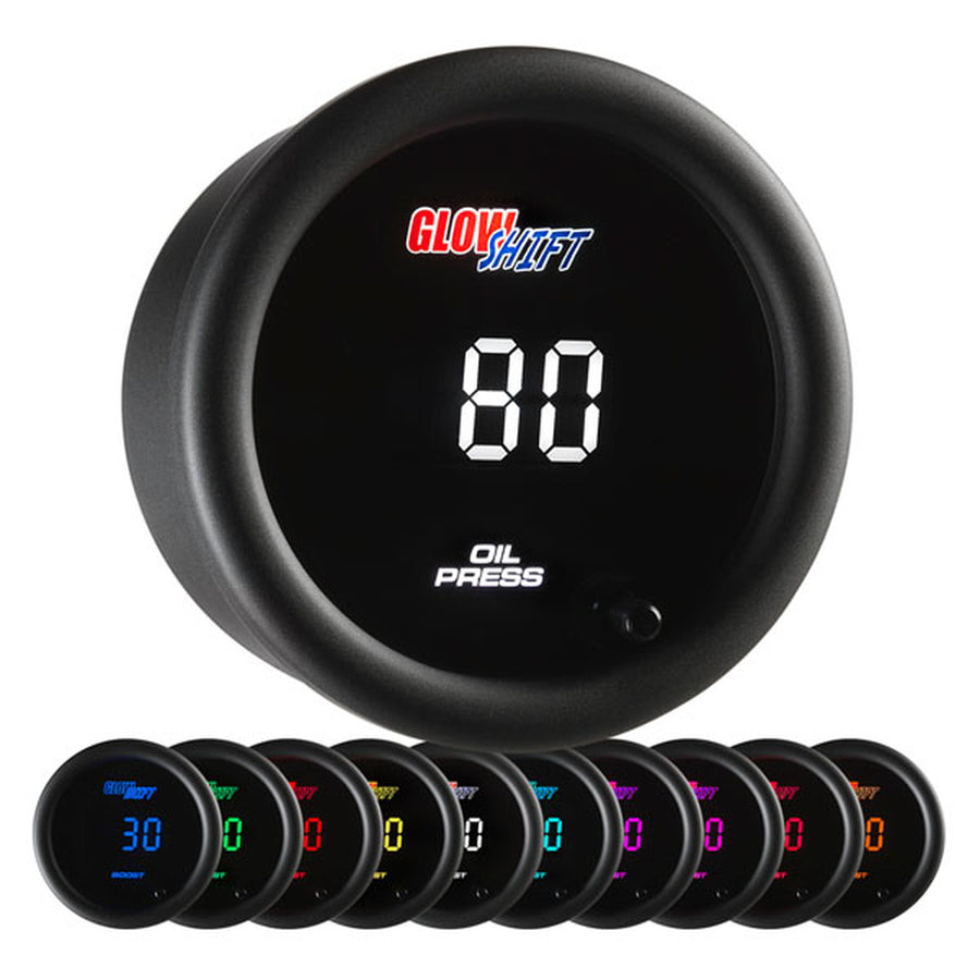Oil Temp Gauge Black 10 Colors Digital