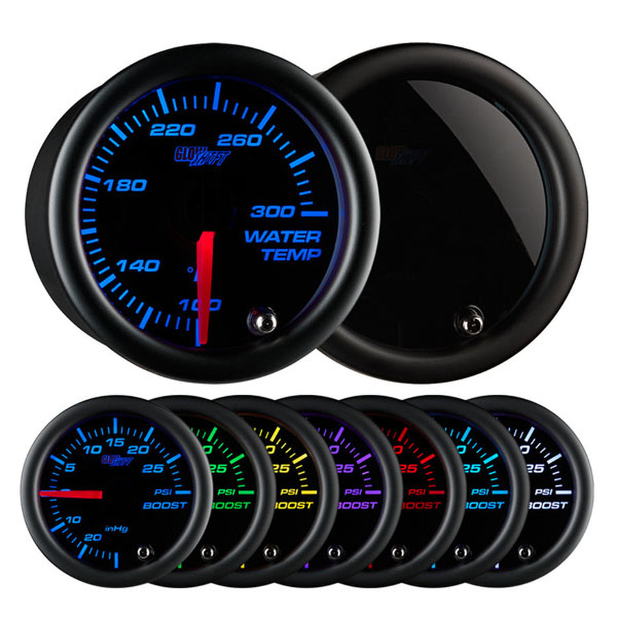 Water Temp Gauge Black 7 Colors