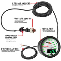 Boost Gauge 60 PSI White/Green